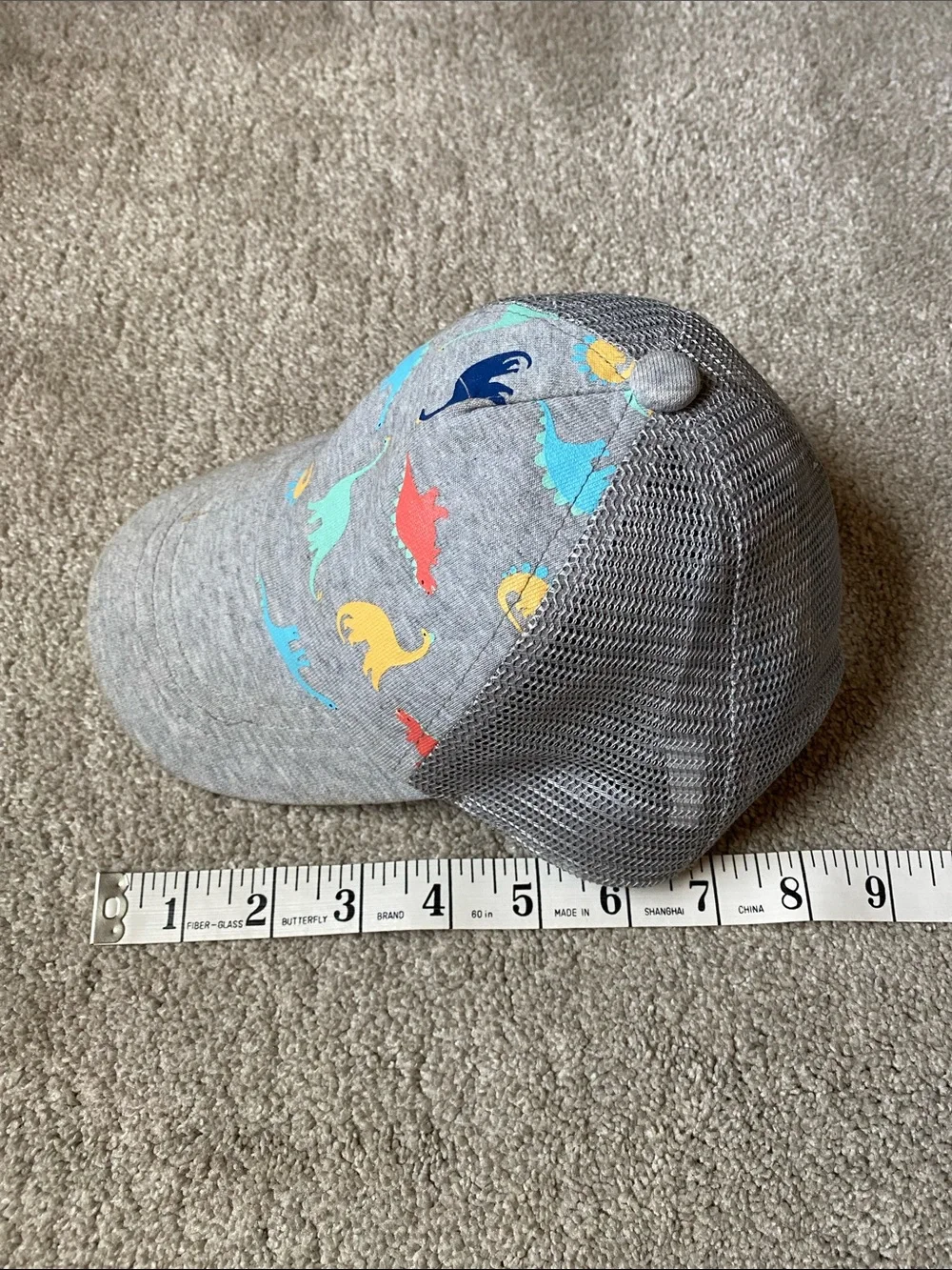 Gray Kids Dinosaur Print Mesh Cap